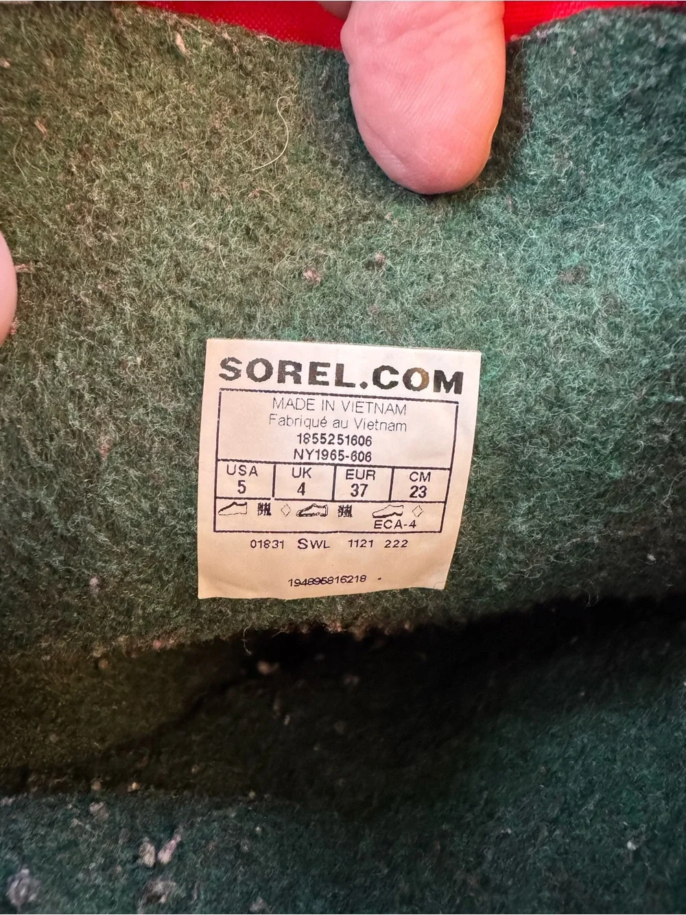 Sorel Pink and Red Kids Winter Boots with Yellow Trim